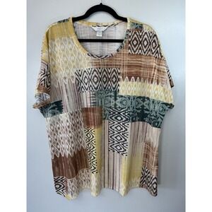CJ‎ Banks Plus Size Browns Ombré Top With Rhinestone Accents Size 2X